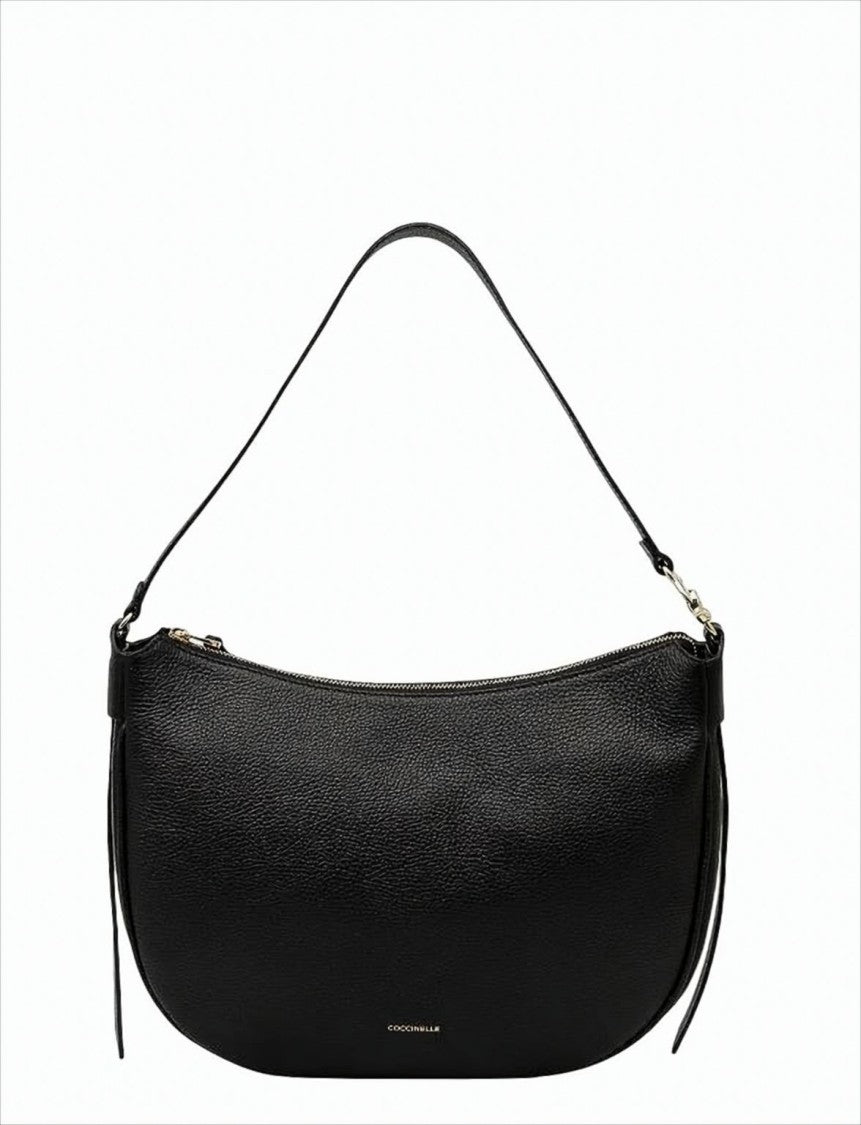 Coccinelle Large Black Handbag With Zippered Interior Compartments