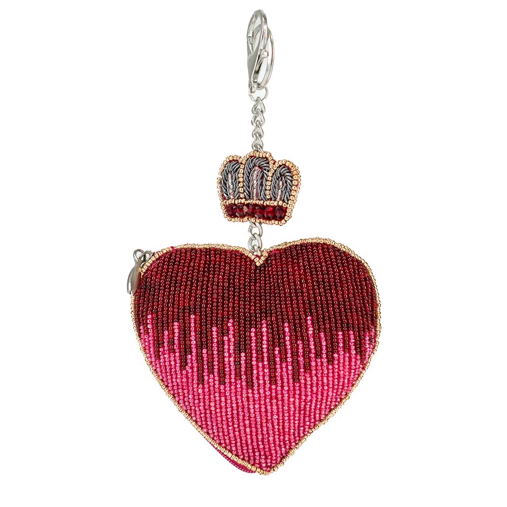 Mary Frances Have a Heart Beaded Red Heart and Crown Coin Purse/ Key Fob