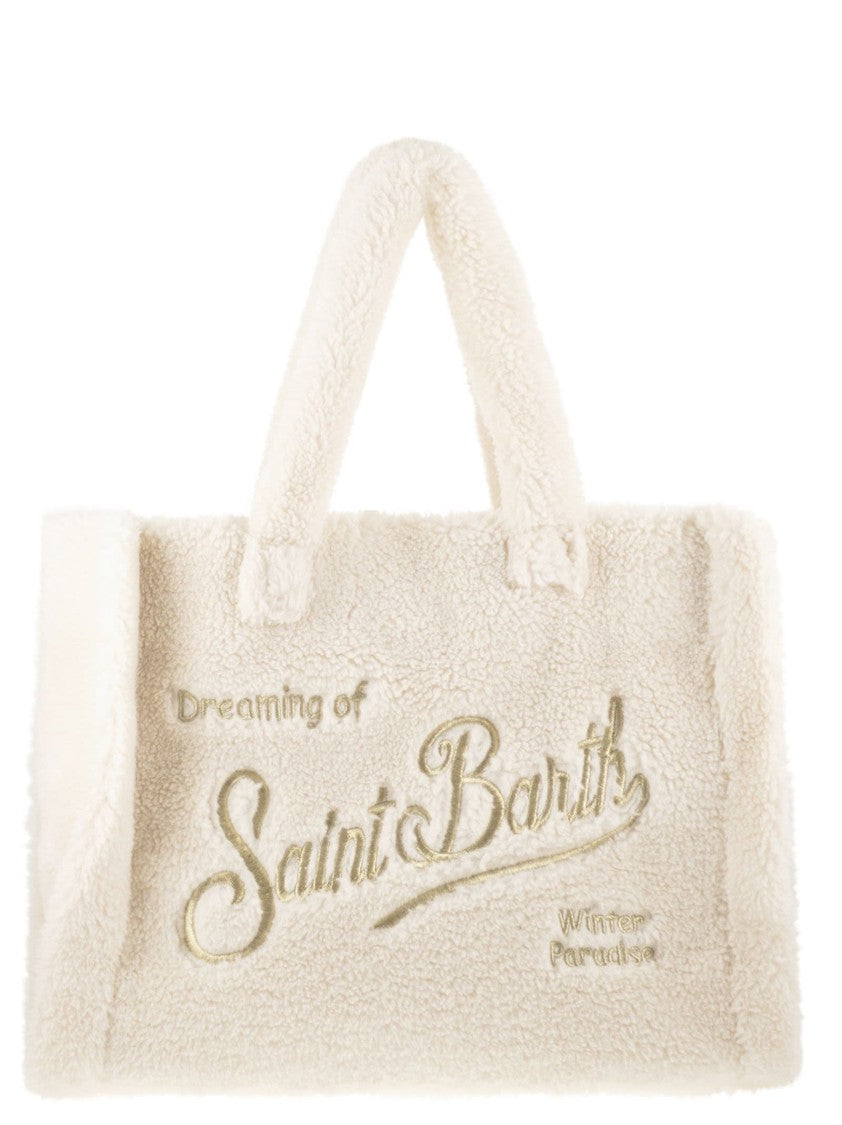 Mc2 Saint Barth Vanity Teddy - Sherpa Handbag With Logo