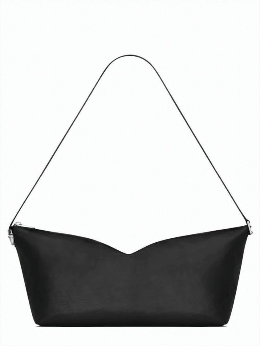 Saint Laurent Minimalist Cow Leather Tote Bag With Elongated Shape