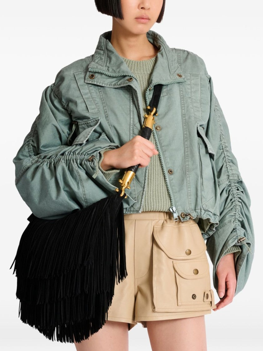 Balmain Fringe-Detail Suede Bag With Adjustable Strap