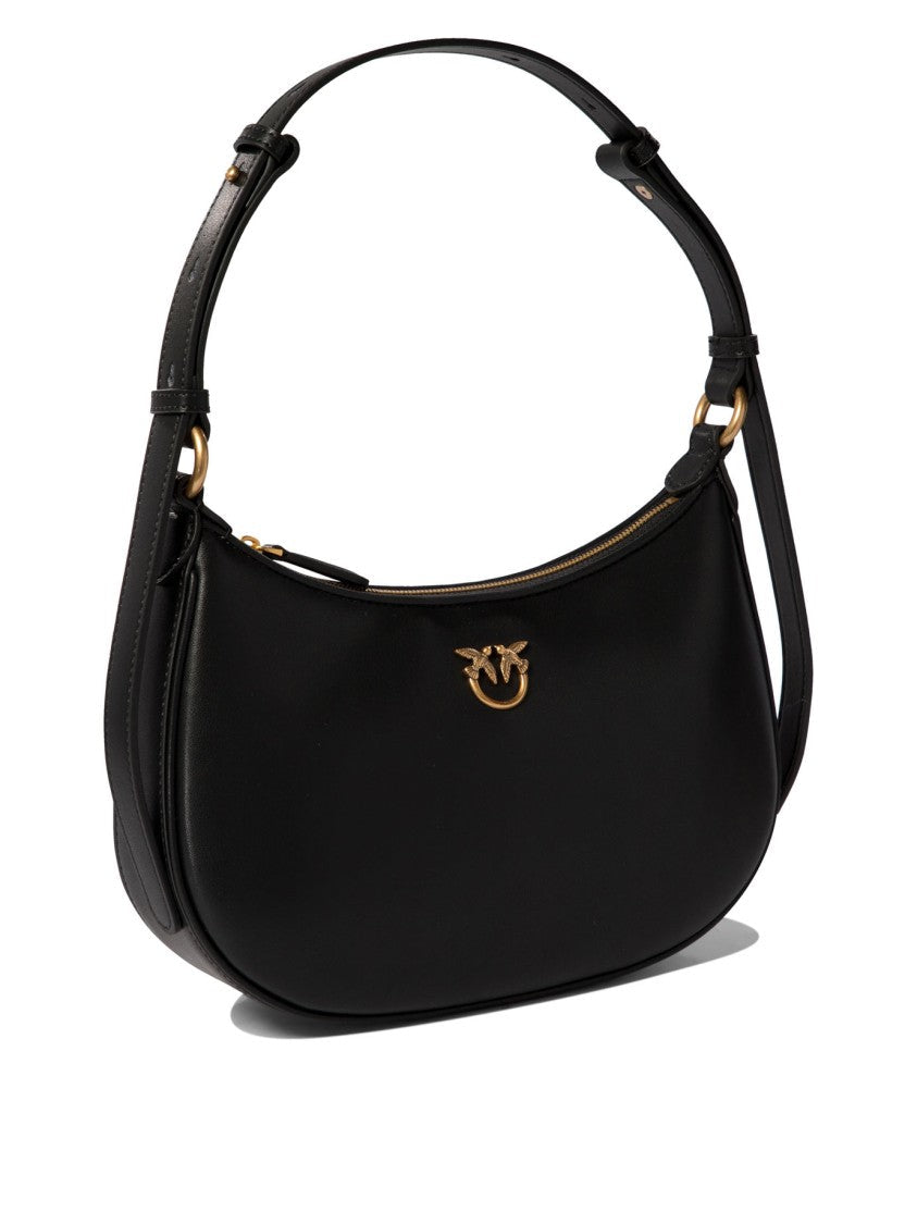 Pinko Crescent-Shaped Leather Shoulder Bag