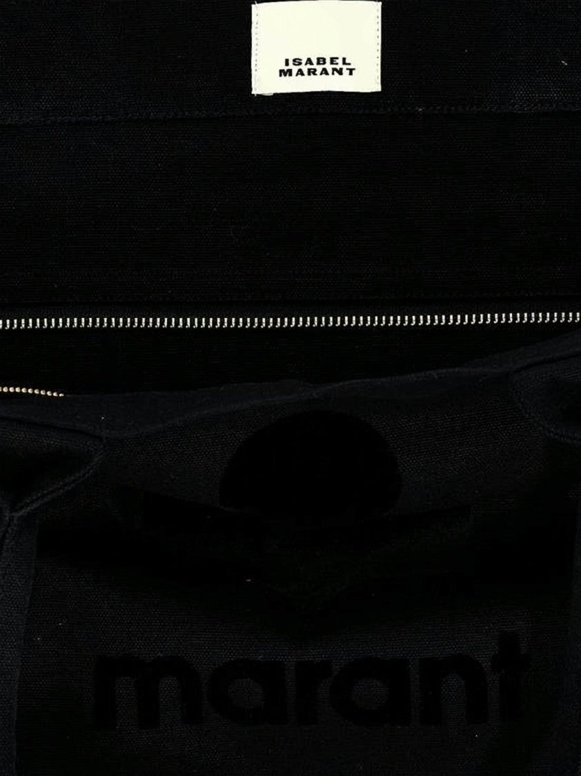 Isabel Marant Structured Black Cotton Tote Bag With Embossed Logo