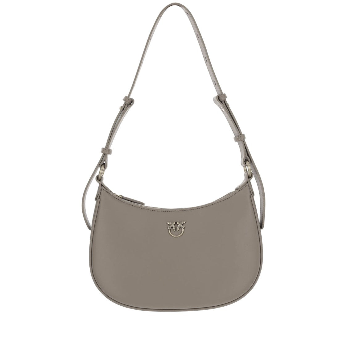 Pinko Taupe Leather Shoulder Bag With Adjustable Handle