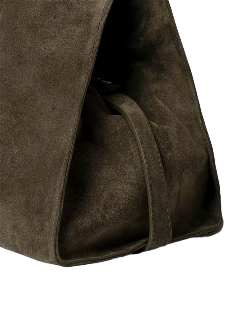 Gimaguas Trapezoidal Suede Tote Bag With Rounded Handle