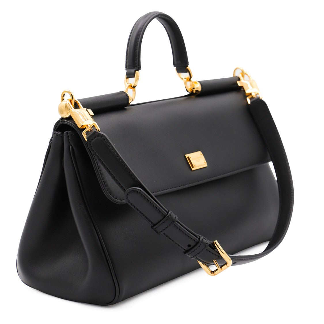 Dolce & Gabbana Black Leather My Sicily Top Handle Bag