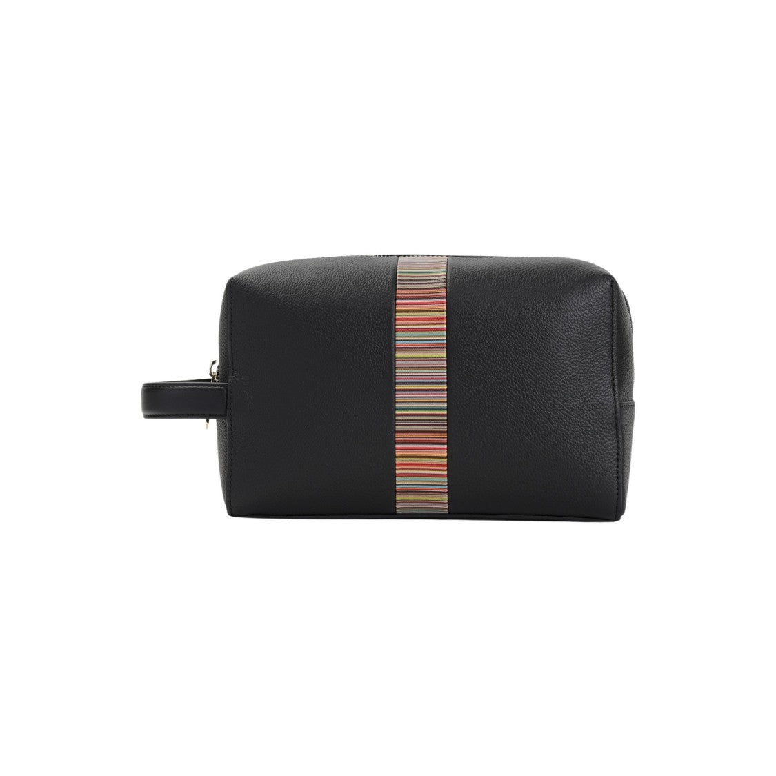 Paul Smith Black Cow Leather Wash Bag With Multicolor Stripes