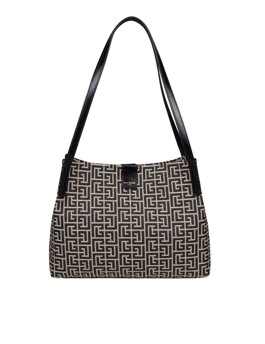 Balmain Release Canvas & Leather Shopper Bag
