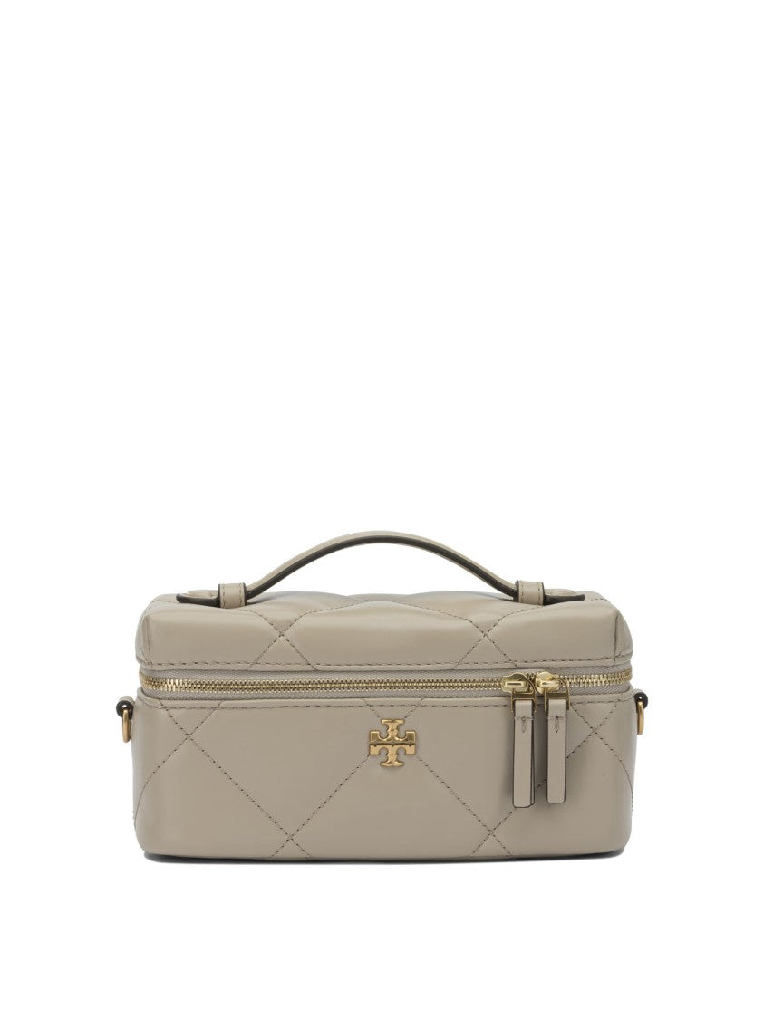 Tory Burch Compact Quilted Handbag With Gold-Tone Zipper