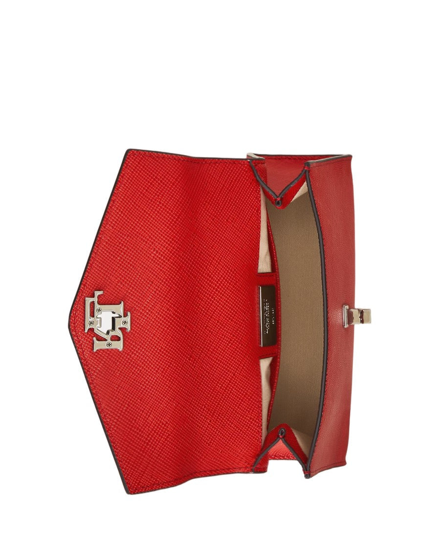 Lauren Ralph Lauren Textured Leather Satchel Bag In Bright Vermillion