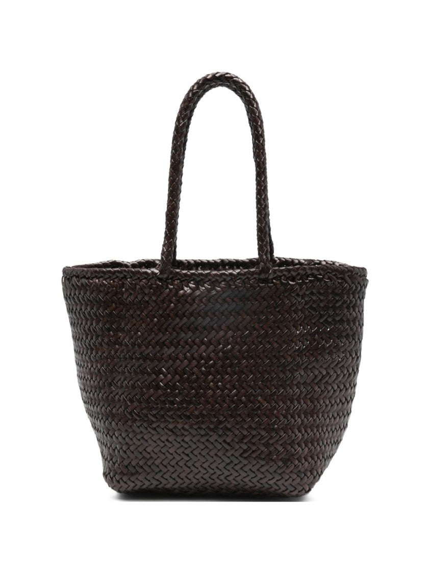 Dragon Diffusion Woven Brown Calf Leather Shopper Bag With Braided Handles