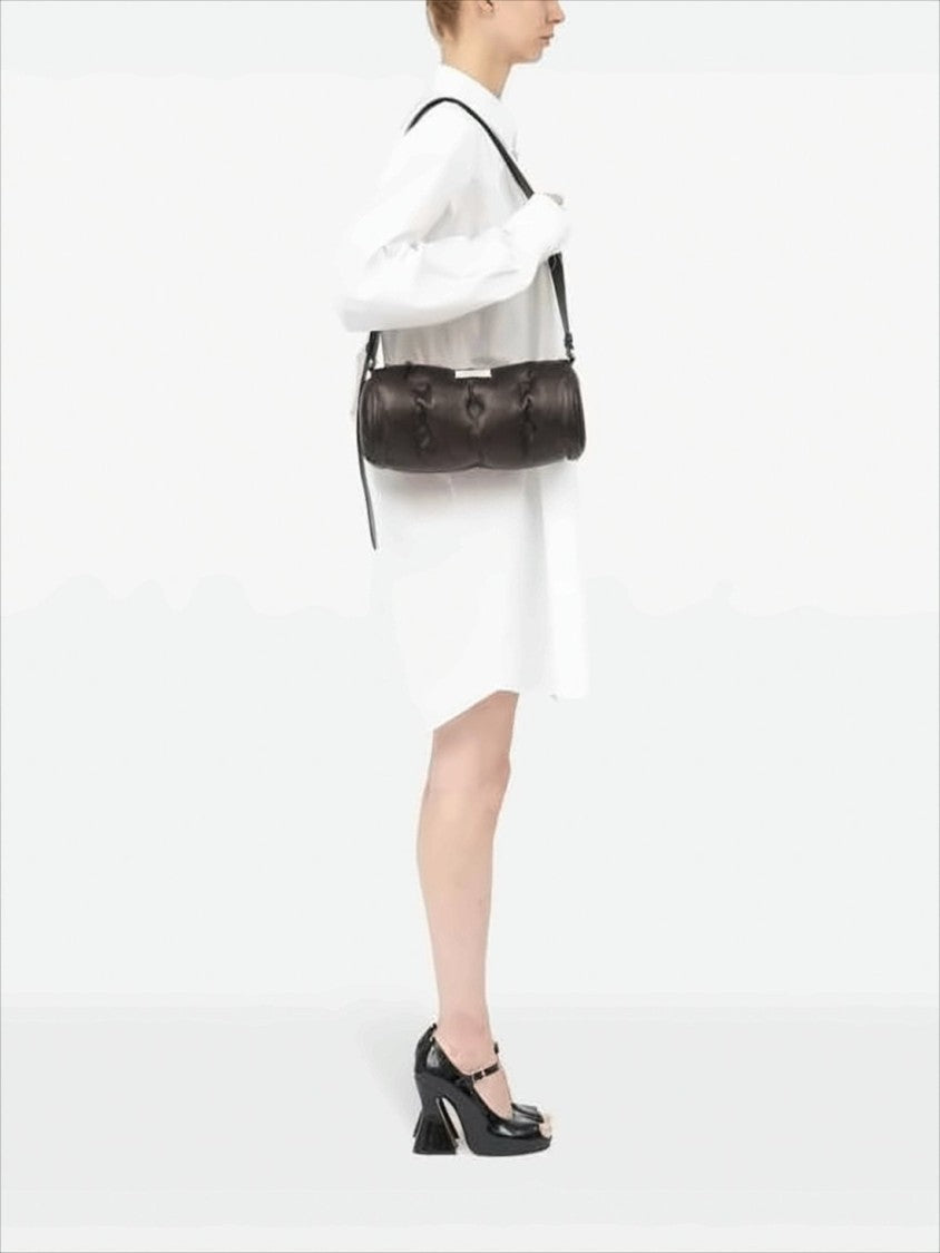 Maison Margiela Cylindrical Lambskin Leather Shoulder Bag With Adjustable Strap