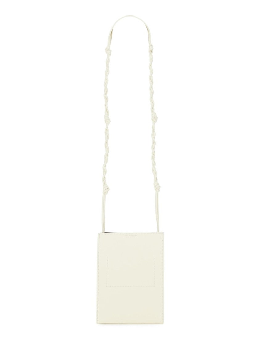 Jil Sander Rectangular White Leather Tangle Bag