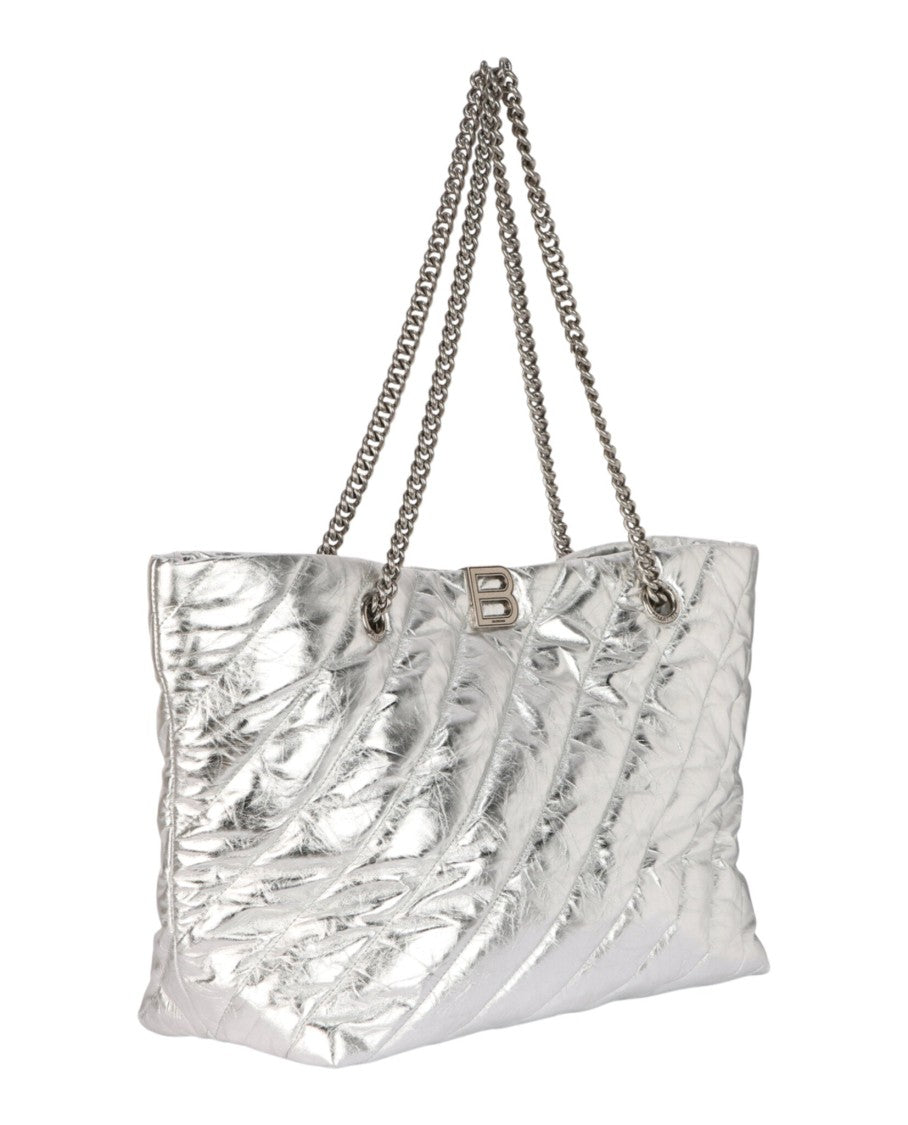 Balenciaga Medium Metallized Quilted Crush Carry All Tote Bag