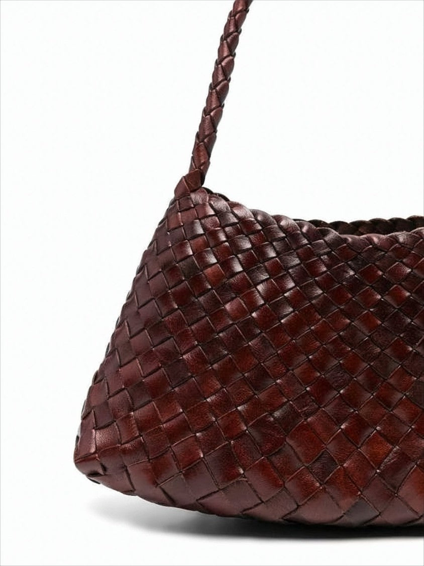 Dragon Diffusion Triangular Mini Handbag In Woven Buffalo Leather