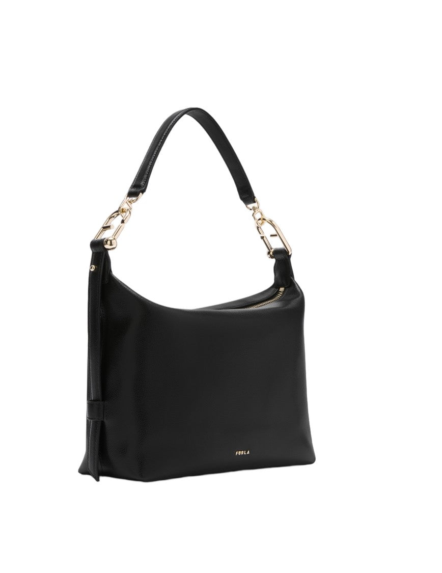 Furla Tonie M Leather Hobo Shoulder Bag, Black