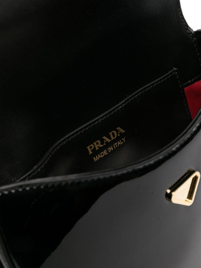 Prada Triangle-Logo Patent Leather Shoulder Bag