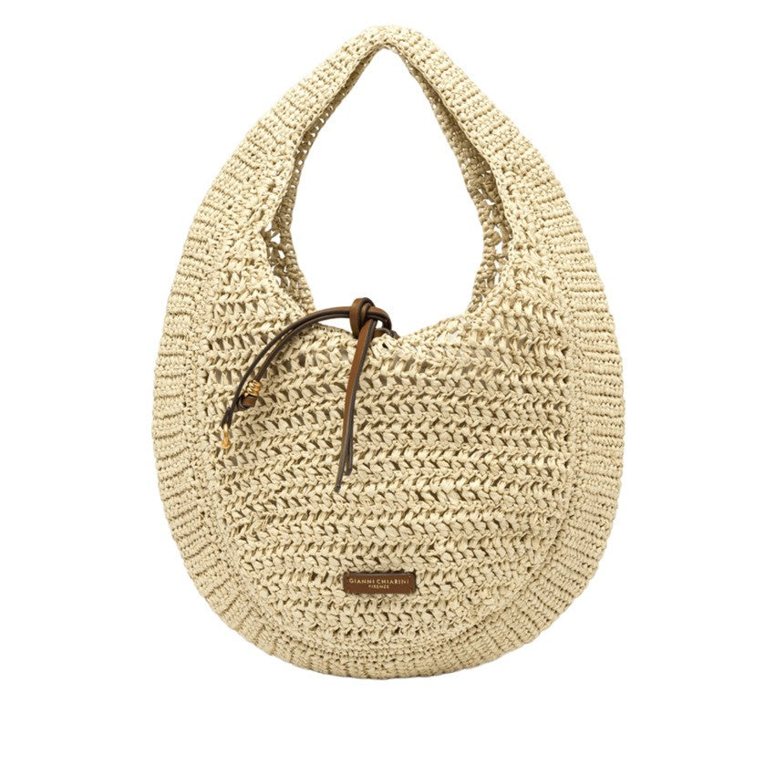 Gianni Chiarini Crochet Straw Hobo Bag