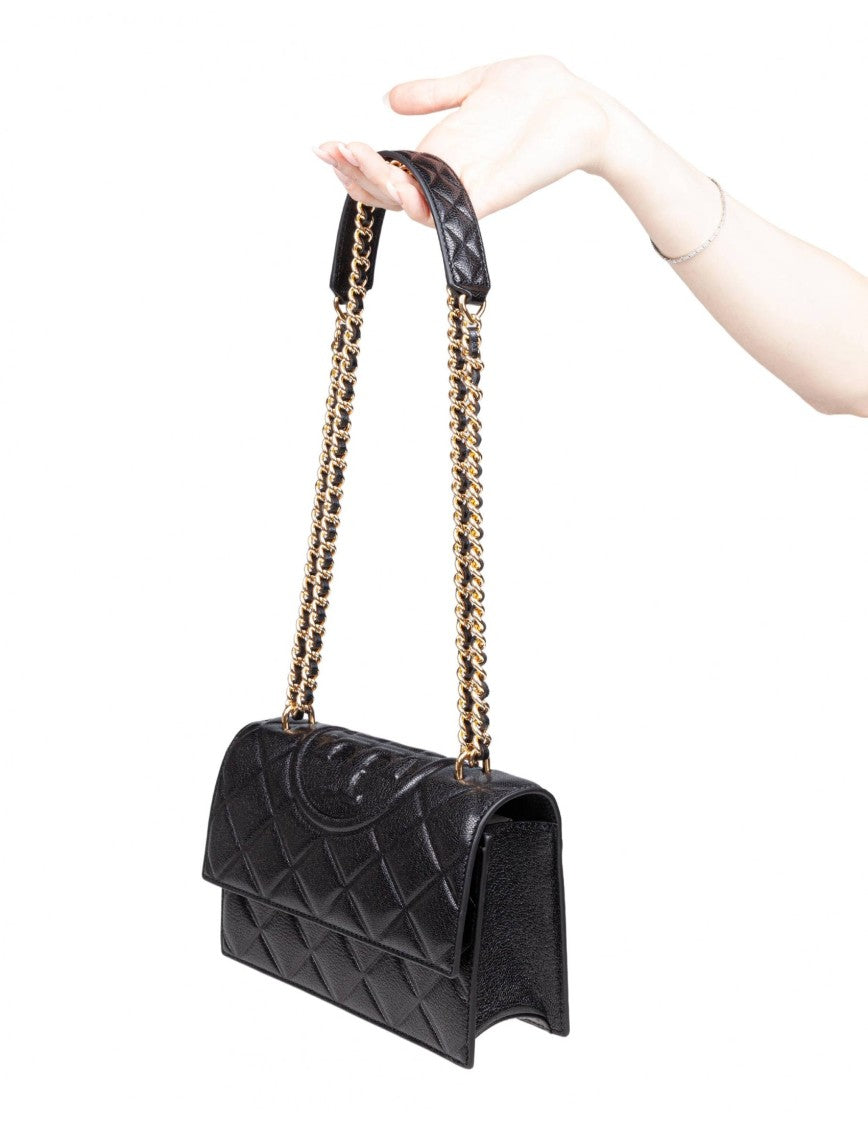 Tory Burch Fleming Small Leather Crossbody Bag Color Black
