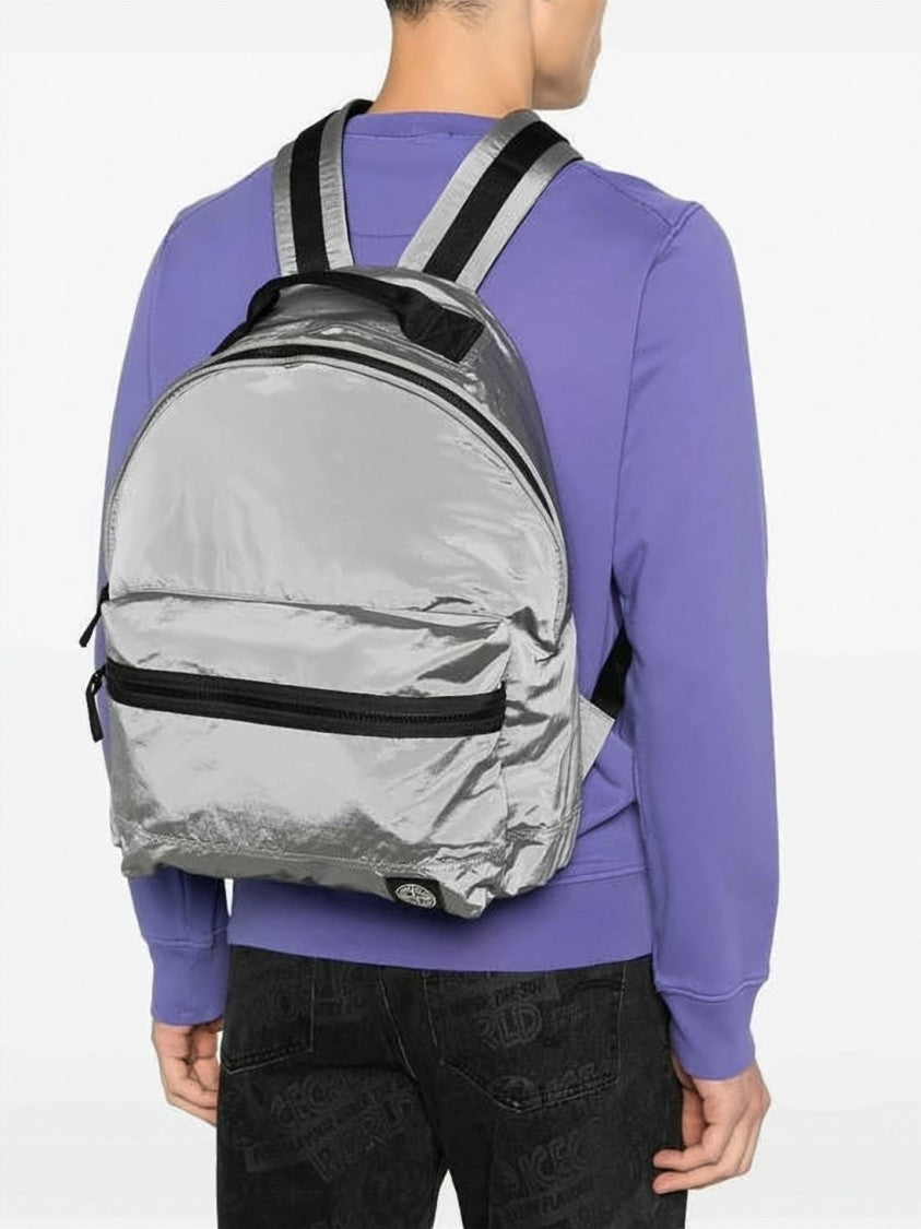 Stone Island Smooth Polyamide Silver Backpack
