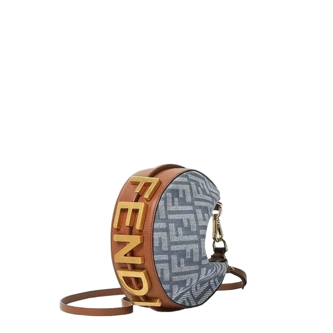Fendi Crescent-Shaped Fendi Shoulder Bag With Geometric Motif
