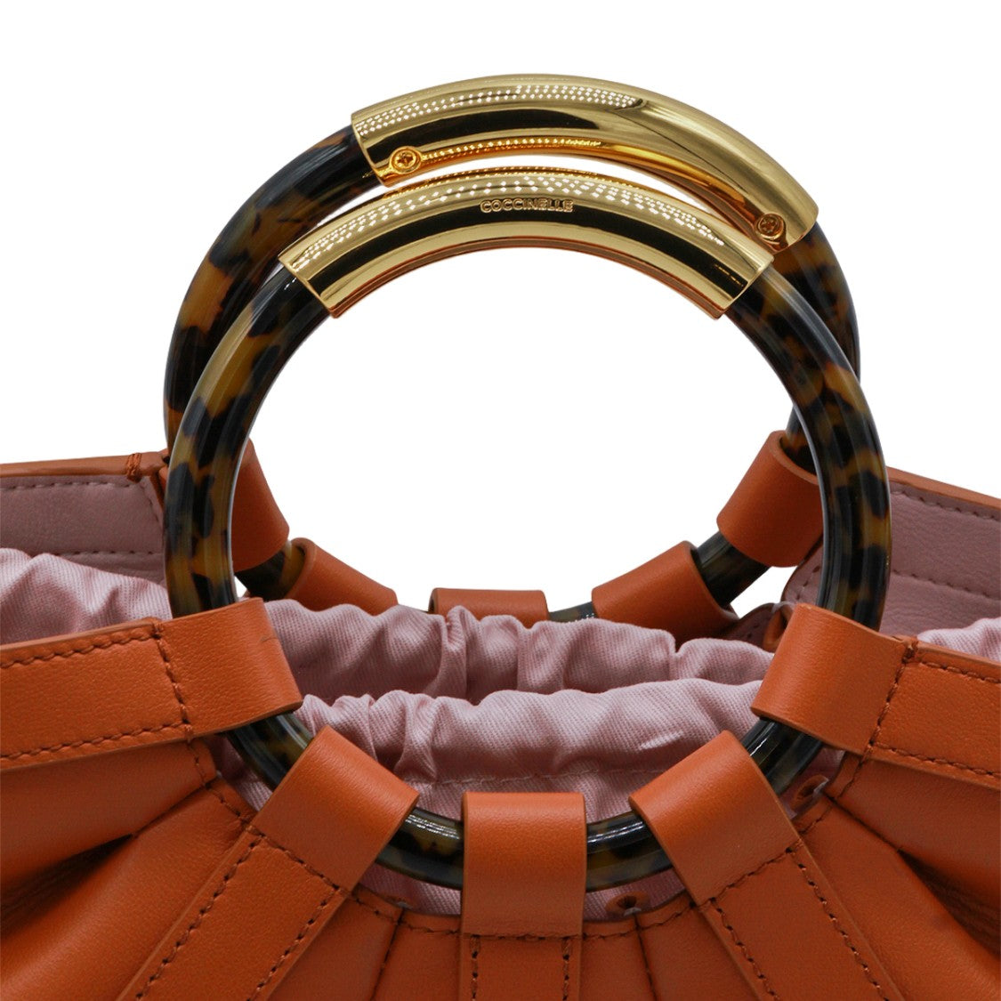 Coccinelle Semi-Circular Pleated Bag With Tortoiseshell Handle