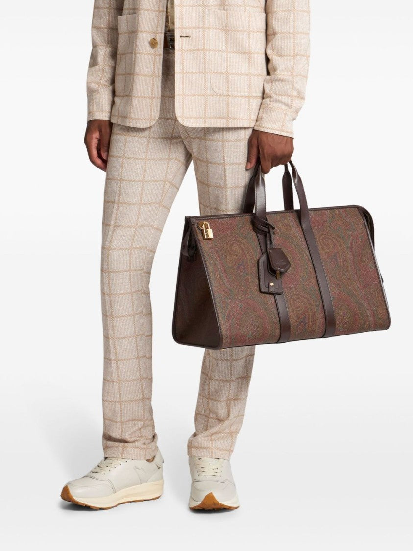 Etro Spacious Paisley Jacquard Handbag With Gold-Tone Accents