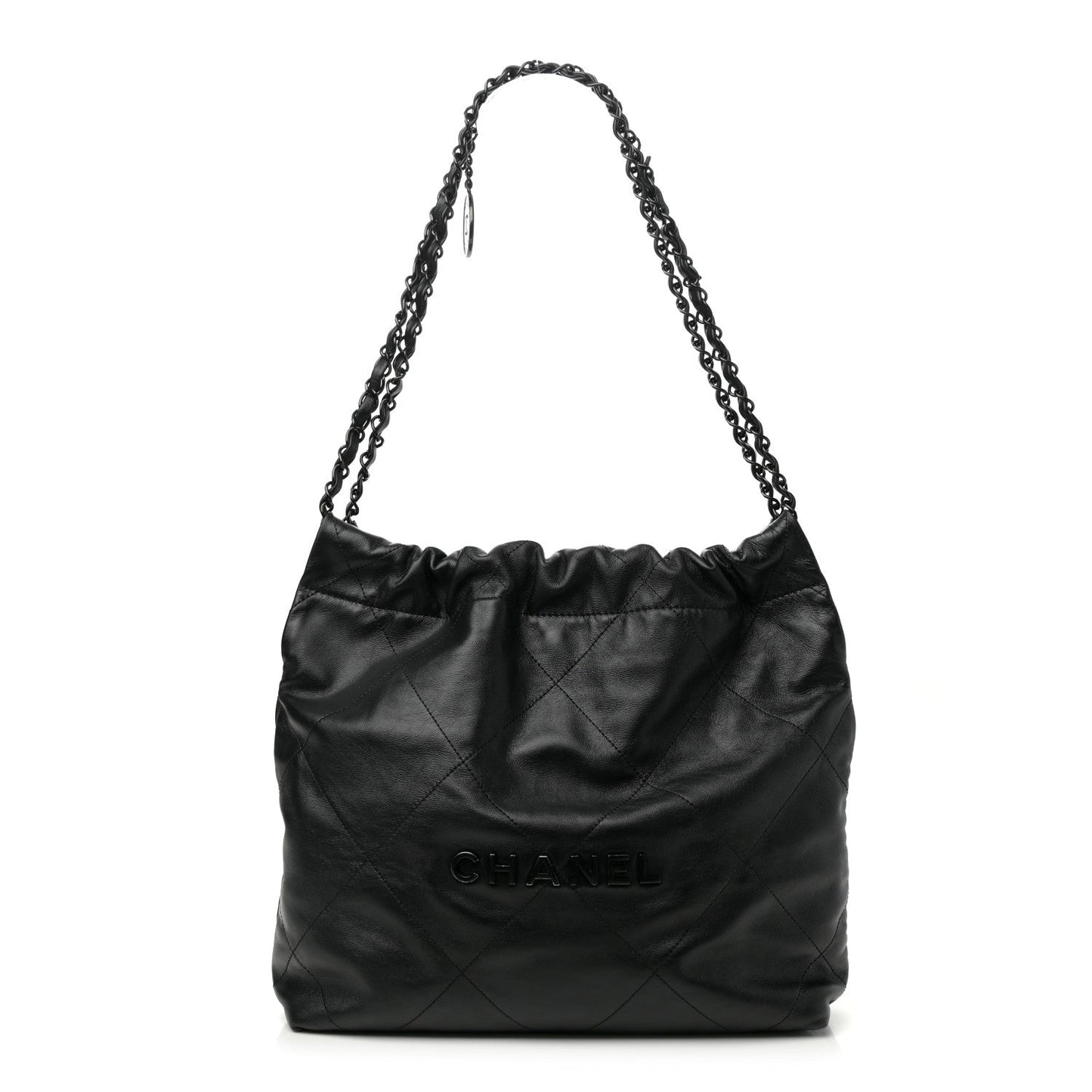 Shiny Calfskin Quilted Small Chanel 22 So Black