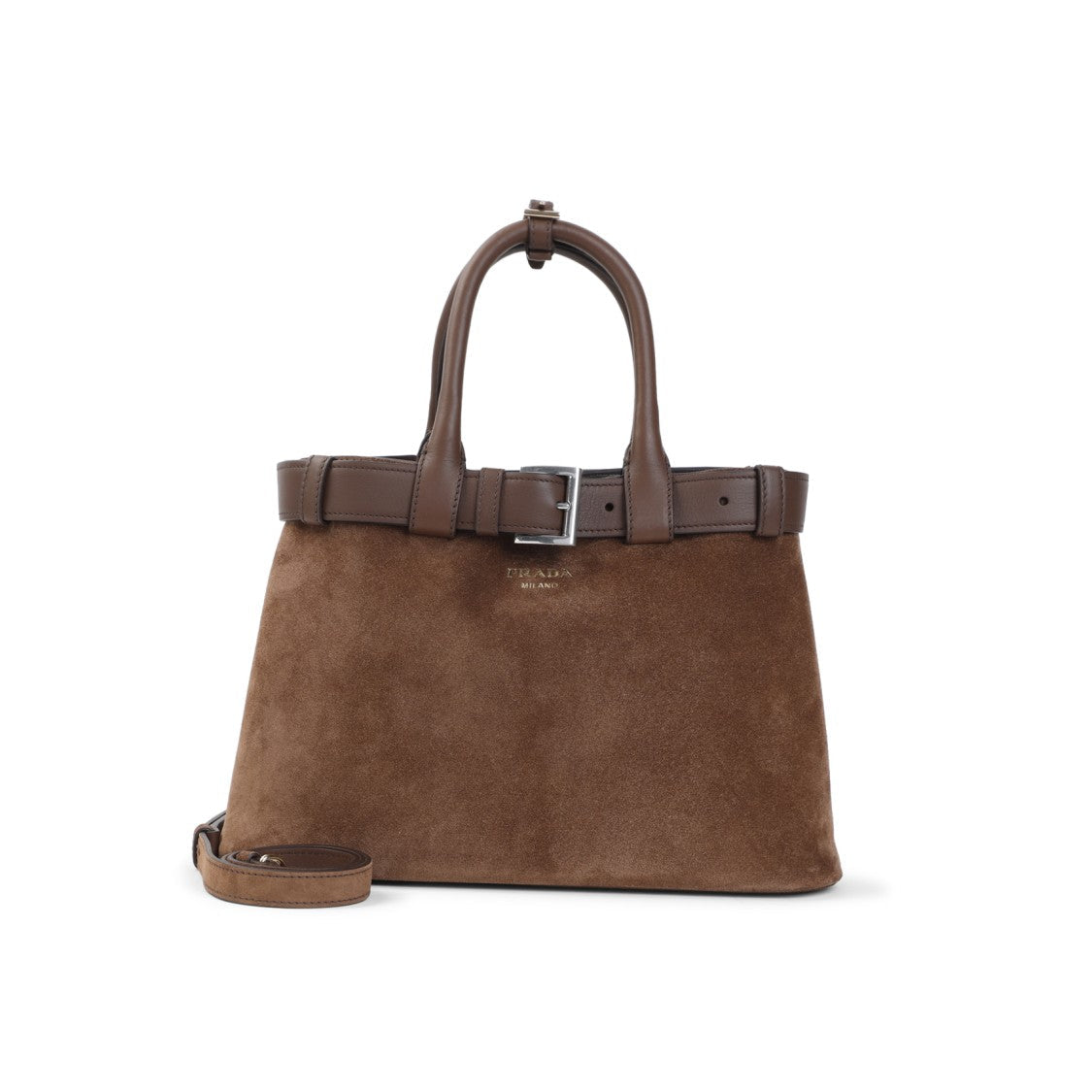 Prada Structured Brown Calf Leather Handbag