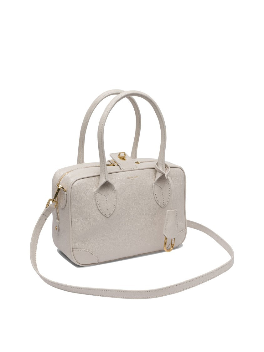 Golden Goose Structured White Goat Leather Handbag With Double Zipper Closure