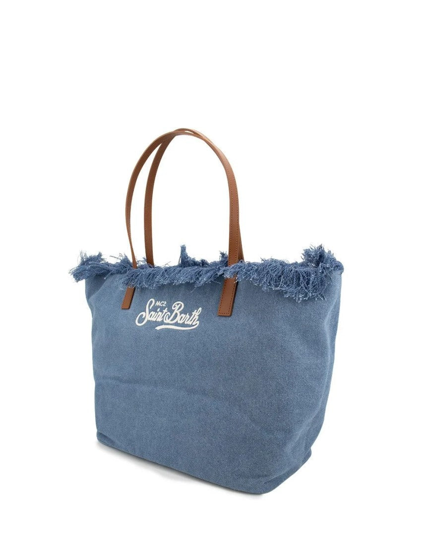 Mc2 Saint Barth Denim Fringe City Crossbody Bag