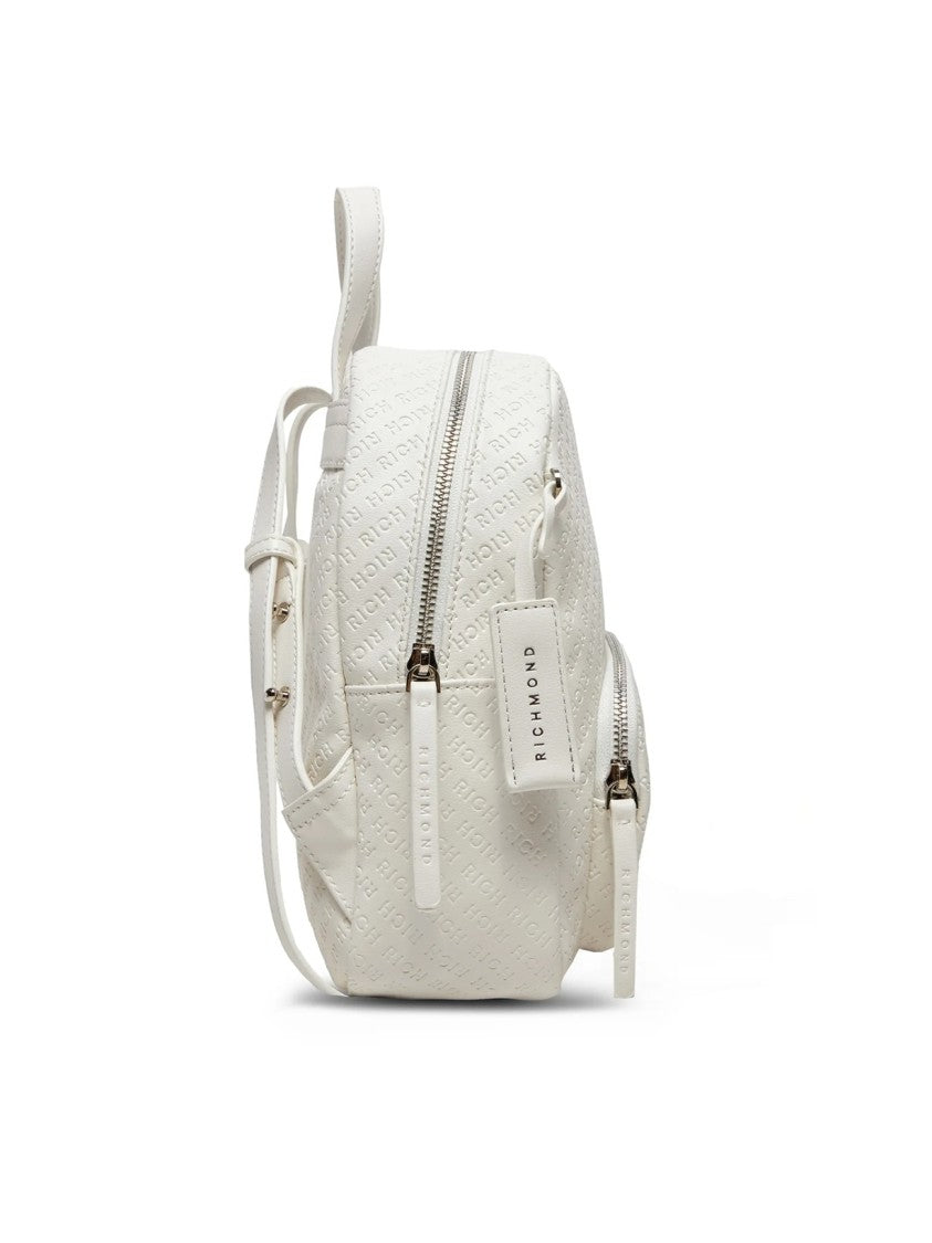 John Richmond Textured Monochromatic Backpack With Embossed Pattern
