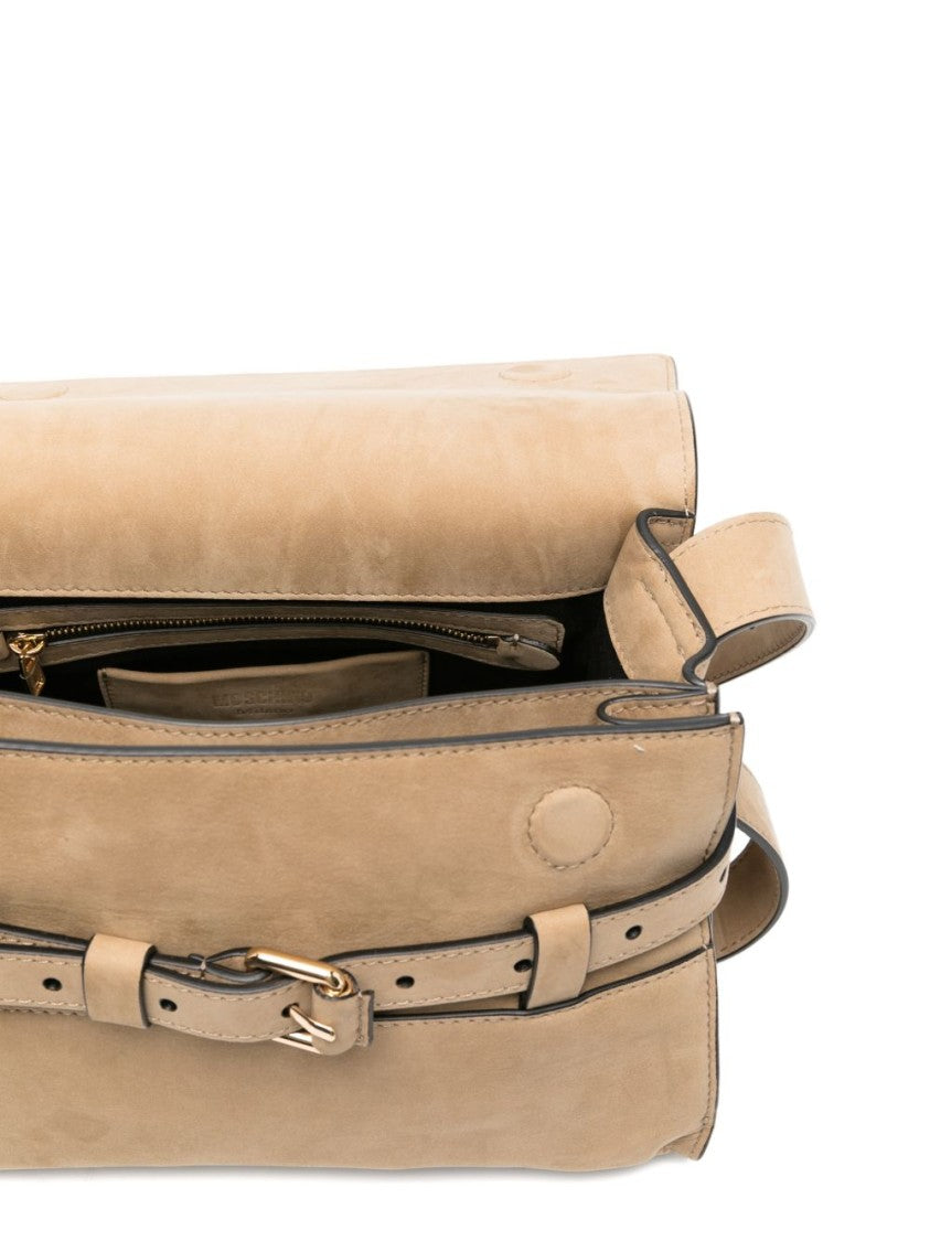 Moschino Rectangular Beige Silk And Nylon Shoulder Bag