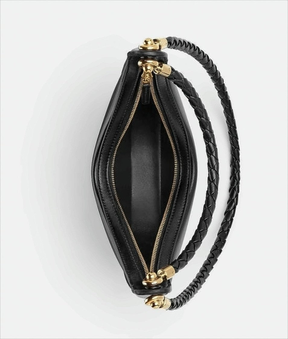 Bottega Veneta Crescent-Shaped Black Leather Shoulder Bag