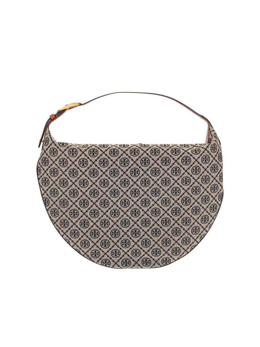 Tory Burch "T Monogram Balloon" Bag, Beige Cotton Blend
