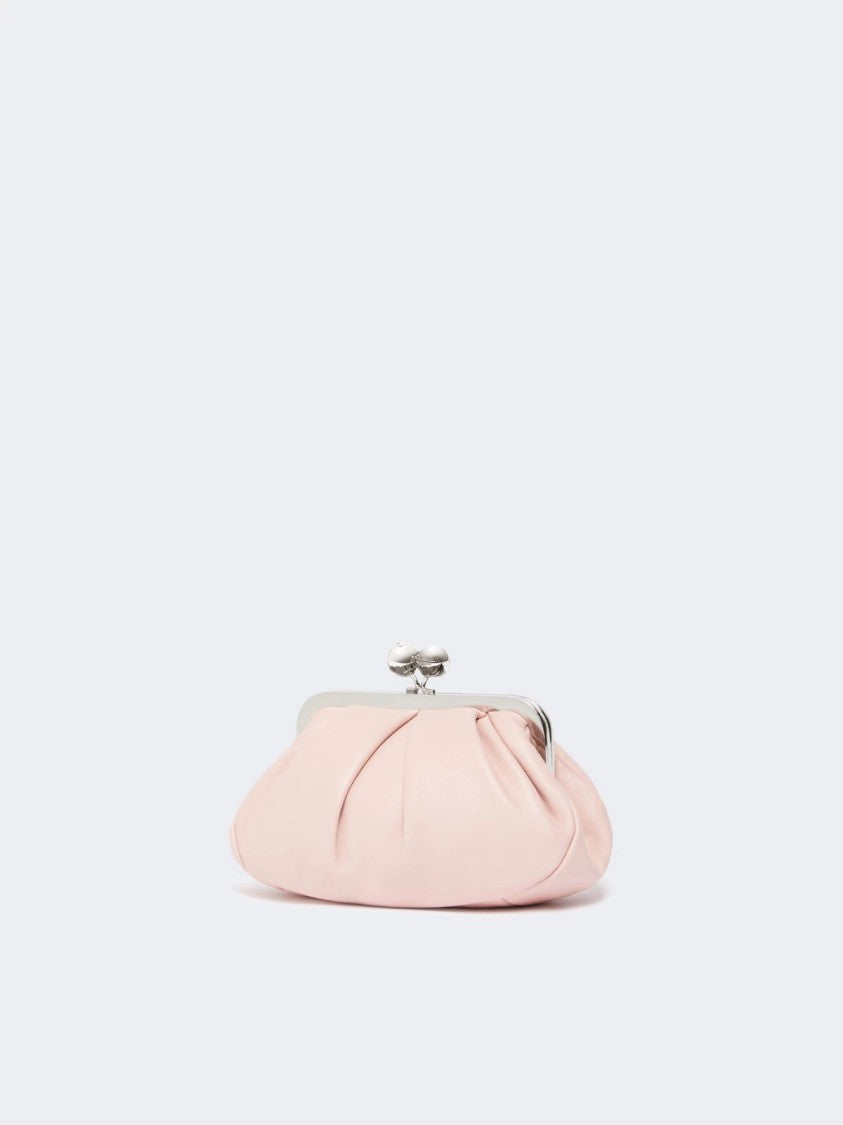 Max Mara Prati Soft Pleated Clutch Bag In Pale Pink Lambskin