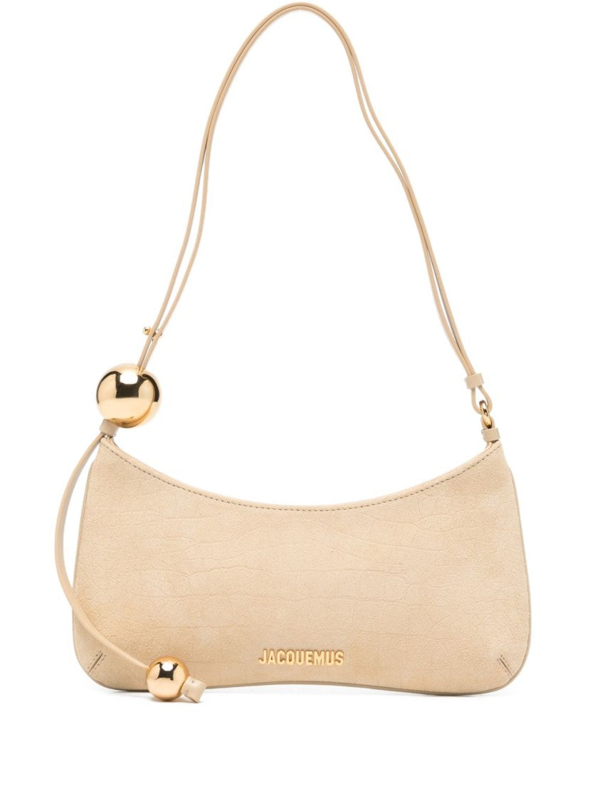 Jacquemus Beige Suede Top Handle Zip Bag