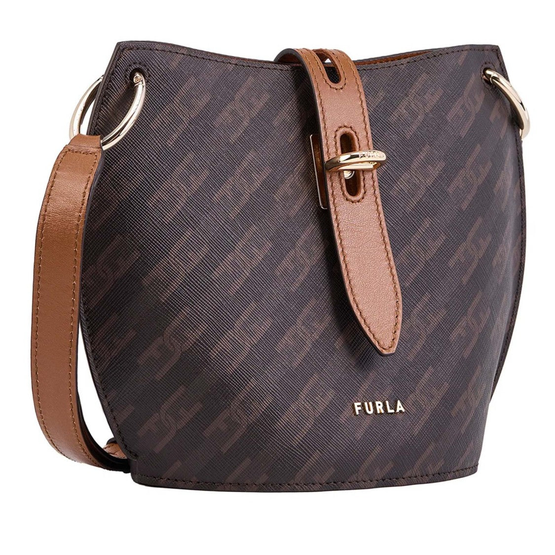 Furla Structured Black Logo-Pattern Furla Bag
