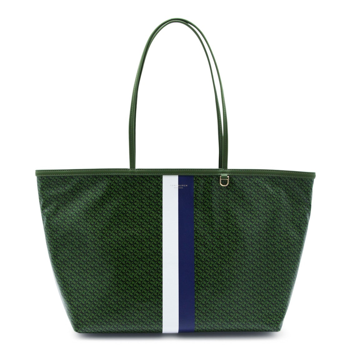 Tory Burch Textured Dark Green Tote Bag