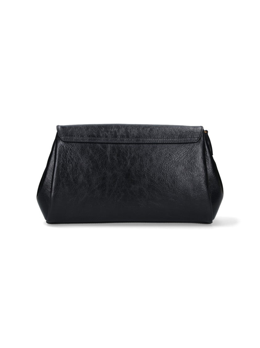 Dries Van Noten Textured Leather Shoulder Bag With Gold-Tone Buckle Closure