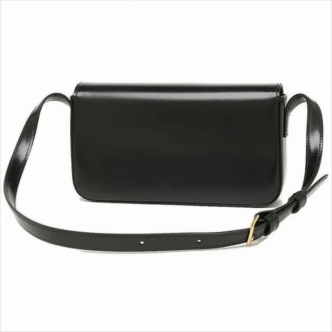 Celine Sleek Black Leather Shoulder Bag