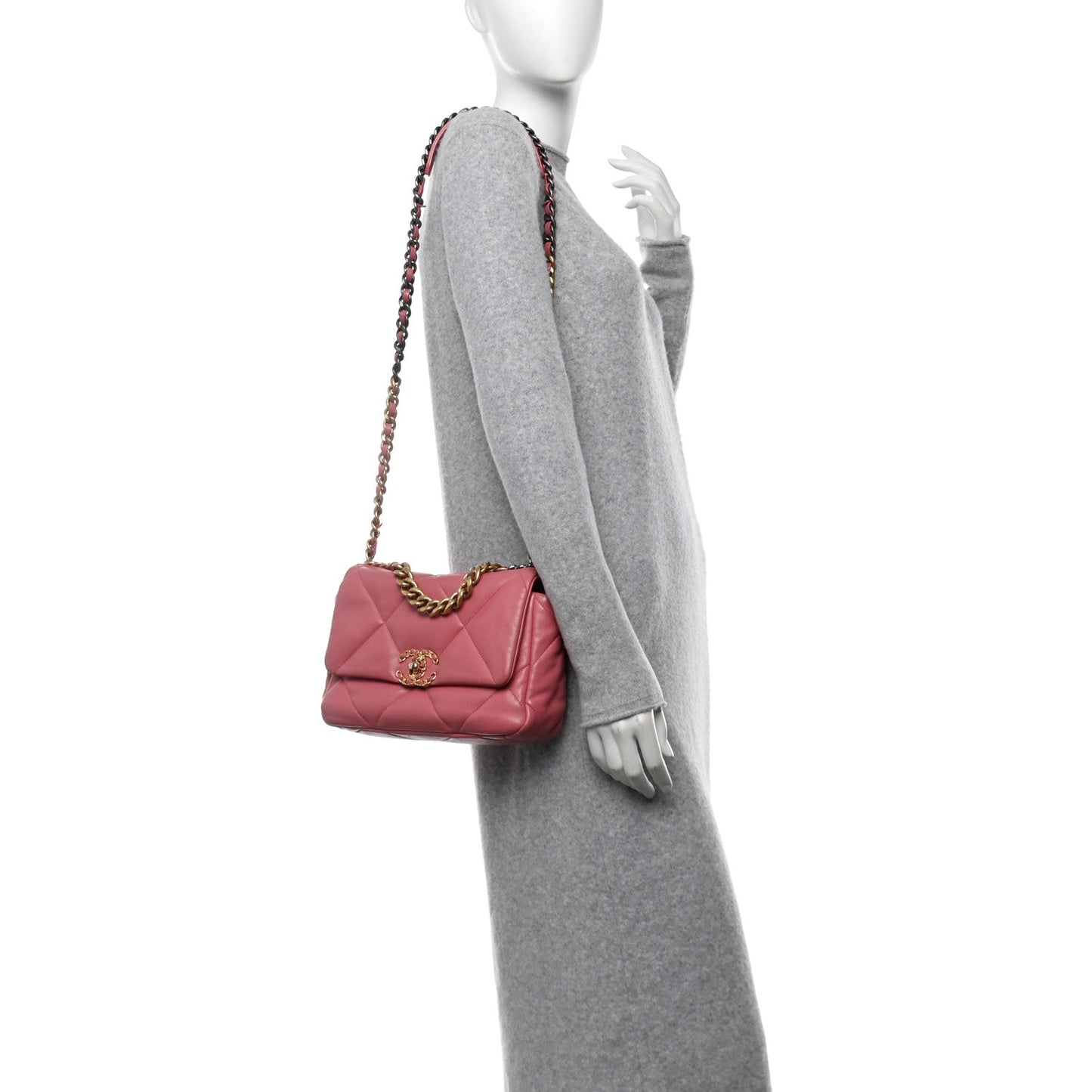 Lambskin Quilted Medium Chanel 19 Flap Pink