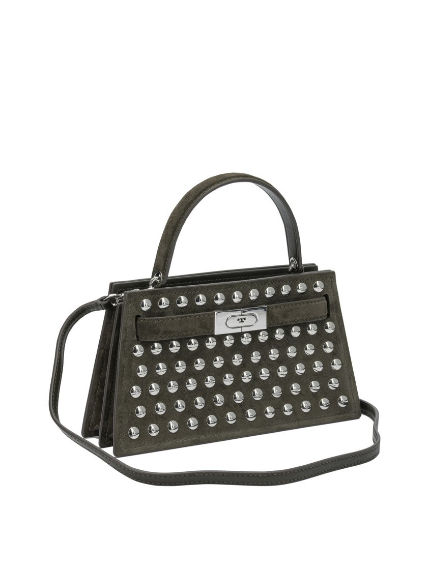 Tory Burch Trapezoidal Suede Handbag With Metallic Studs