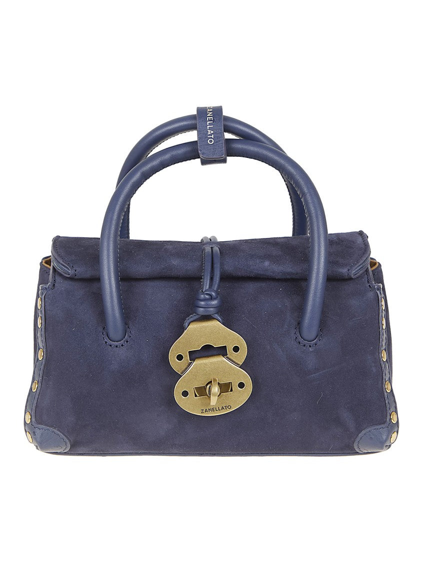 Zanellato Dotta Structured Shoulder Bag In Soft Blue Leather