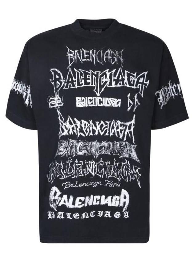 Luxury Balenciaga Trending 2025 DIY Metal Cotton Short Sleeve T-Shirt Black