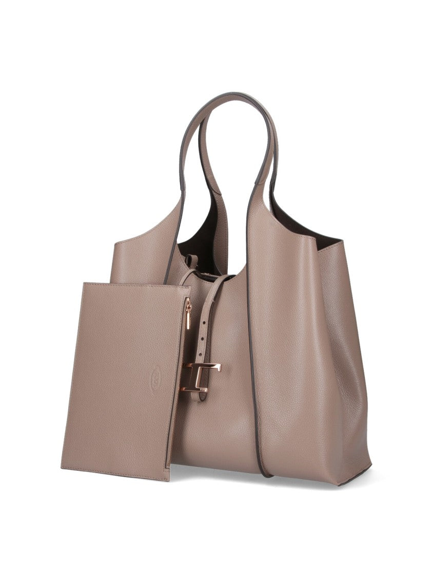 Tod's Tote Bag In Taupe Leather
