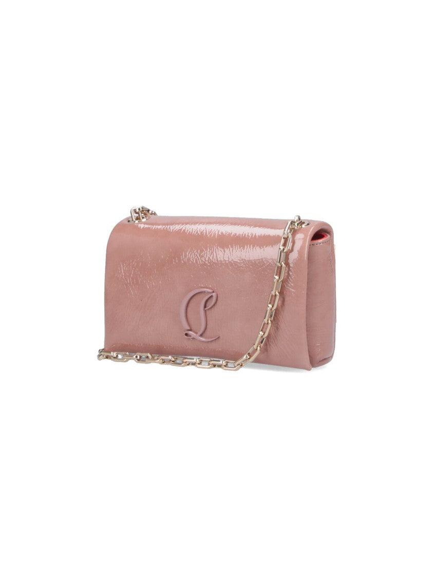 Christian Louboutin Crinkle Patent Shoulder Bag With Adjustable Gold Chain