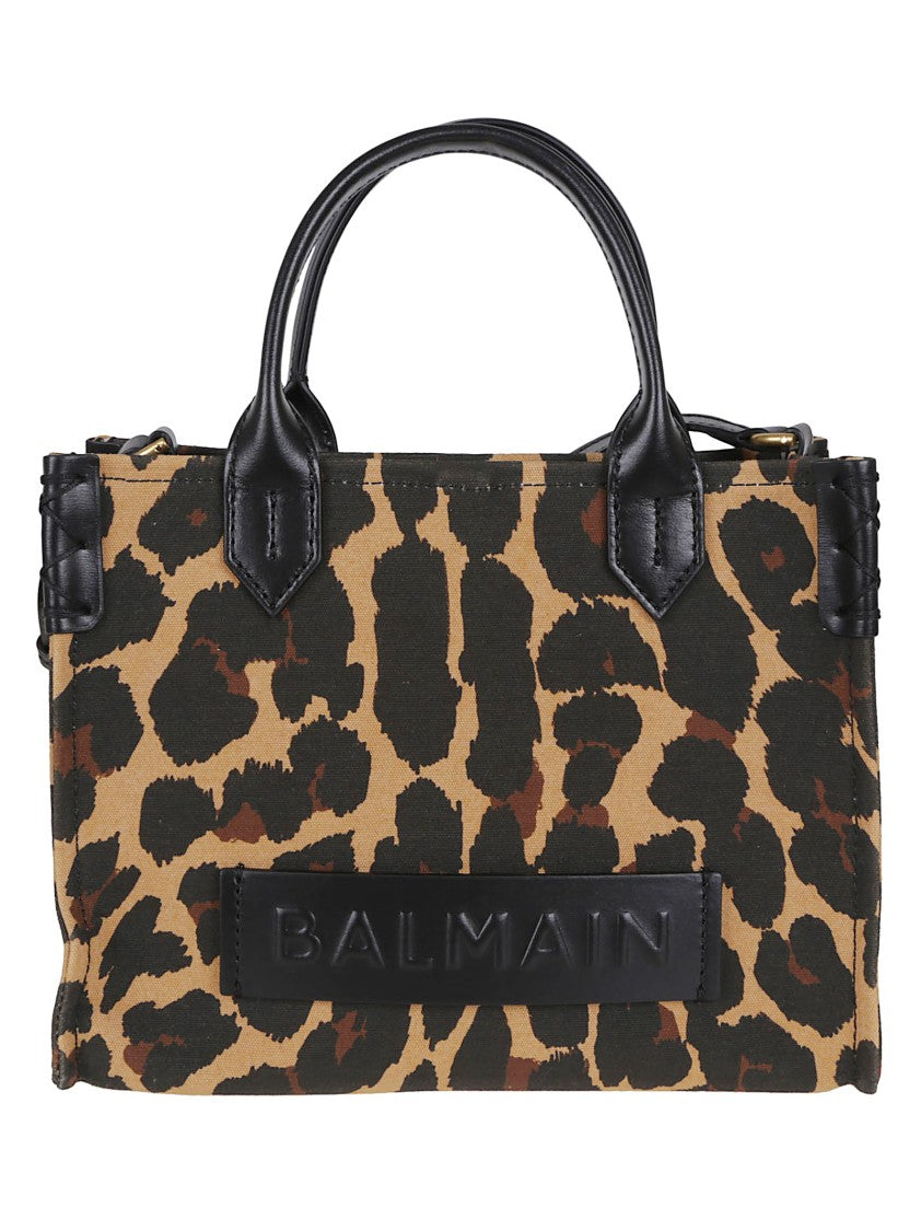 Balmain Structured Leopard Print Shoulder Bag