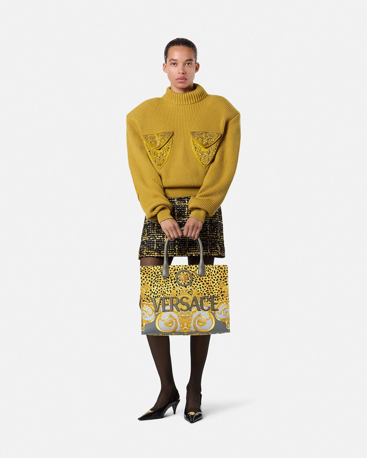 Cheetah Foulard La Medusa Large Tote Bag