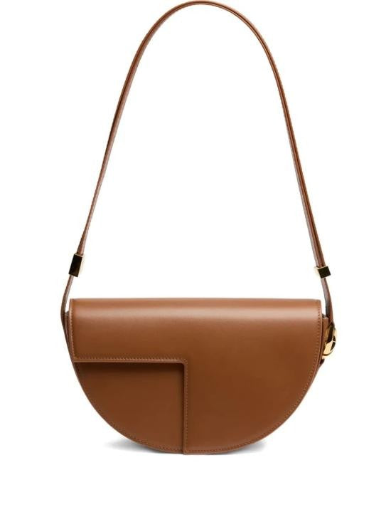 Patou Smooth Calf Leather Half-Moon Shoulder Bag